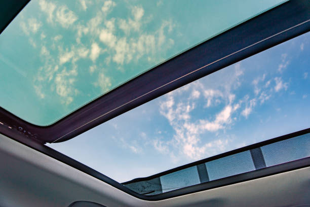 Front windshield detail at sunset